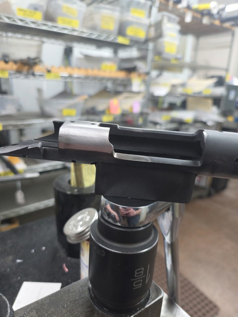 GUNSMITHING SERVICES: Clip slotting M700 for M40 style optic base